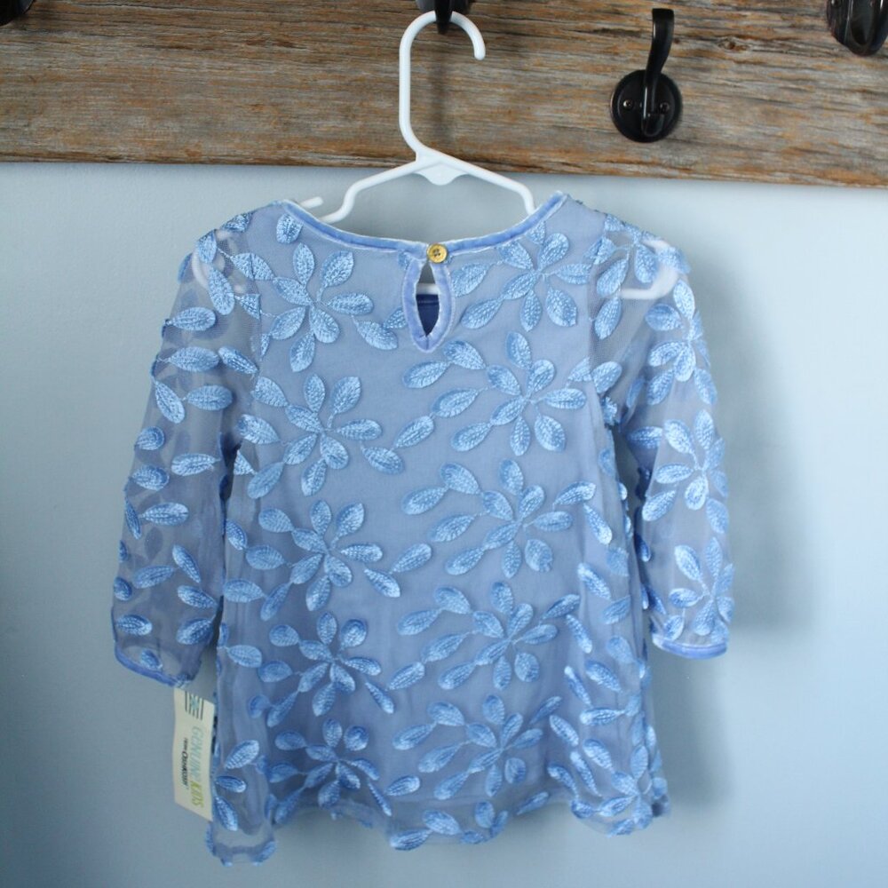 ☀️ 4/$20 Osh Kosh Size 18M Tulle Embroidered Leaf Blue/Purple Dress - Picture 3 of 3